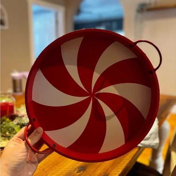Red and White Swirl Serving Tray - Picture 2 of 2